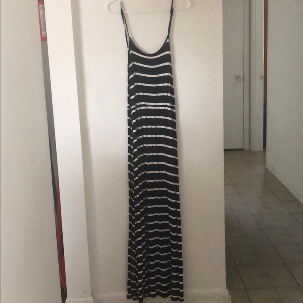 Navy Striped Flowy Maxi Dress